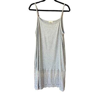 Gray Sleeveless Lace‎ Trim Tank Slip Dress 2XL By Oddi With Adjustable Straps